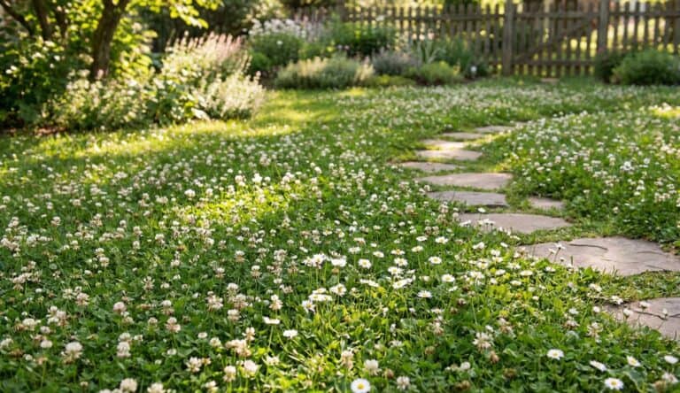 Virágos kert, amely helyettesíti a gyepet, könnyen kezelhető és gyönyörű.